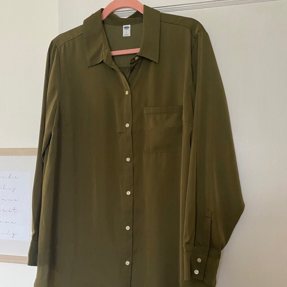 Dressy Green Buttondown Tunic